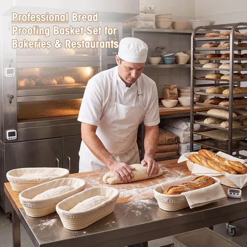 Vista 7 de Vesici Paquete de 6 cestas de 14 pulgadas para baguette Banneton con forro