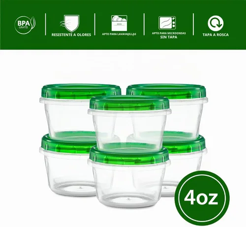 Vista 6 de ELEGANT DISPOSABLES Recipientes con tapa giratoria, tapas verdes (4 onzas, 20 unidades)