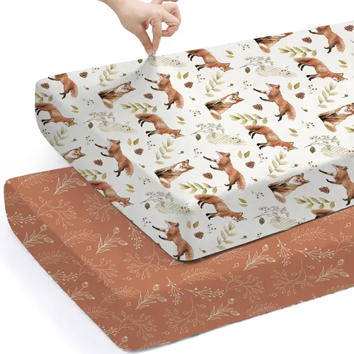 Vista 76 de Pack n Play Sheets BROLEX - Juego de 2 sábanas para cuna, juego de sábanas elásticas y portátiles para cuna, funda de colchón convertible