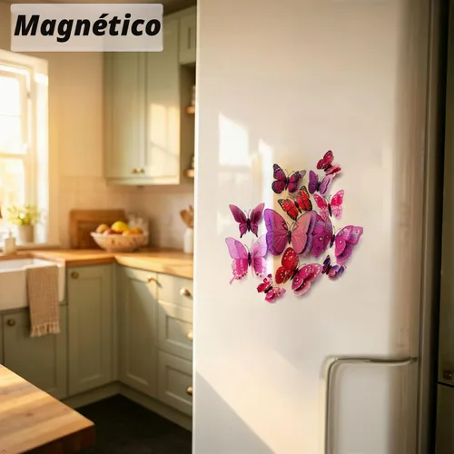 Vista 3 de OPSEAM - Calcomanías 3D de mariposa, 24/48 unidades, para decoraciones de pared, fiestas, con imanes (morado, 24)