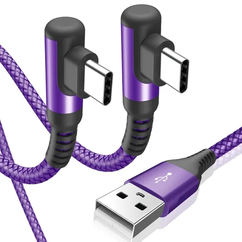Vista 8 de sweguard Cable de carga USB tipo C en ángulo recto [2 unidades, 1.5 pies] 3.1A cable trenzado de nailon para iPhone 17, 16, 15 Pro Max Plus, iPhone