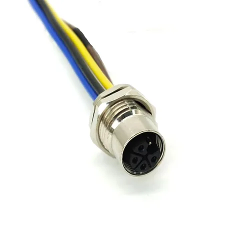 Vista 3 de M12 5 Pin 4+PE L Código Hembra Panel Receptáculo frontal M16X1.5 con cable de longitud de 3.3 ft