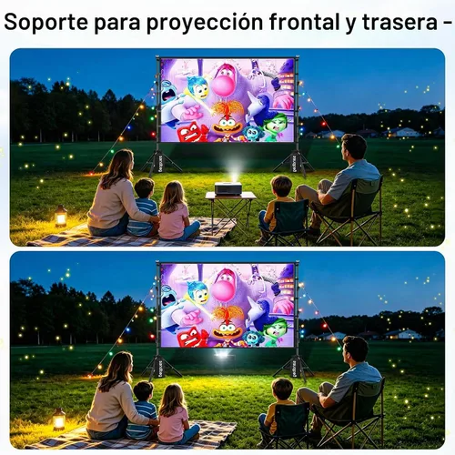 Vista 2 de Pantalla de proyector para exteriores con soporte, pantalla de proyector grande portátil de 120 pulgadas con soporte resistente, pantalla