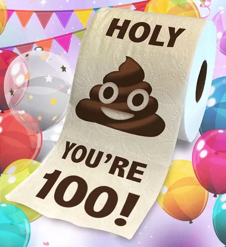 Vista 2 de Papel higiénico impreso TP para regalo de cumpleaños número 100 – Holy You're 100 Bday Party Funny Birthday Gag Gift Joke papel higiénico, novedad