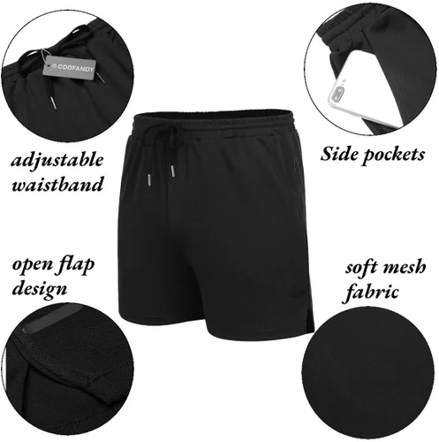 Vista 5 de COOFANDY Paquete de 2 pantalones cortos de entrenamiento para hombre, de secado rápido, pantalones cortos deportivos ligeros de 5 pulgadas