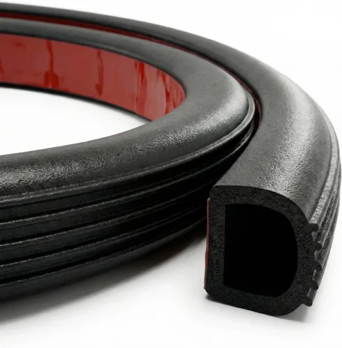 Vista 8 de Pangda Tira de sellado de 4 m en forma de D de goma para clima, espuma autoadhesiva, tira de sello de EPDM para reducción de ruido, impermeable y a