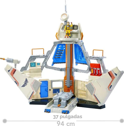 Vista 6 de Mattel Disney Pixar Lightyear Playset con figura de acción Buzz Lightyear y rampa de lanzamiento de vehículos y sonidos, base de comando estrella
