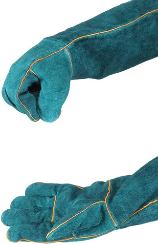 Vista 8 de Guantes antimordeduras, lona azul para entrenamiento de reptiles para mascotas, antimordeduras, alargan, guantes de protección de seguridad