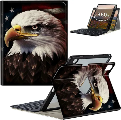 Vista 49 de Funda de teclado para iPad de 9ª/8ª/7ª generación de 10.2 pulgadas 2021/2020/2019 con soporte delgado giratorio de 360 grados, cubierta inteligente