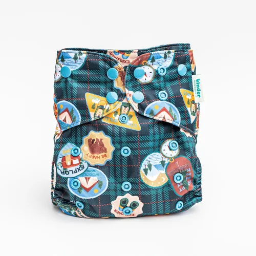 Vista 3 de Big Adventure Kinder - Juego de 5 pañales de tela reutilizables para bebé, estilo de bolsillo, jersey atlético que absorbe la humedad, insertos