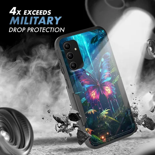 Vista 56 de Funda para Galaxy A14 5G, resistente de doble capa híbrida de policarbonato duro, goma suave, a prueba de golpes, funda protectora resistente