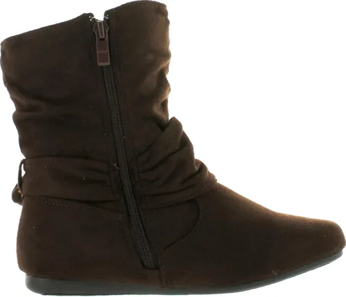 Vista 2 de Botas hasta la altura del tobillo para mujer, con cierre zíper lateral y tacón plano, de cuero