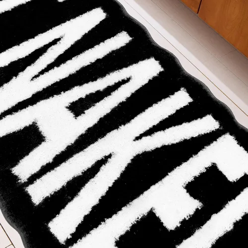 Vista 7 de Get Naked - Alfombra de baño larga, alfombra de baño súper suave y divertida, antideslizante, alfombra blanca y negra, alfombra absorbente de agua