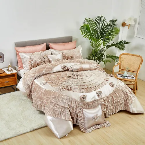 Vista 4 de Tache Home Fashion Juego de edredón victoriano de 6 piezas, diseño floral, color canela, tamaño Queen, Cinnamon Chai, 2 (VEMA1612-Q)