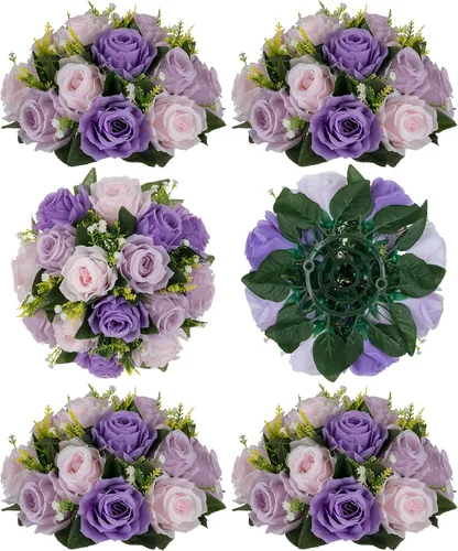 Vista 20 de BLOSMON Bolas de Flores para Bodas, Centros de Mesa de Rosas, 2 Piezas, Flores Artificiales Negras, Bolas Florales Colgantes, Decoración de Arreglos
