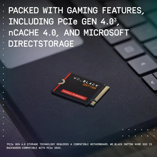 Vista 8 de WD_BLACK SN770M 1TB M.2 2230 NVMe SSD - PCIe Gen 4.0, velocidades de hasta 5,150 MB/s, para dispositivos de juego portátiles y portátiles