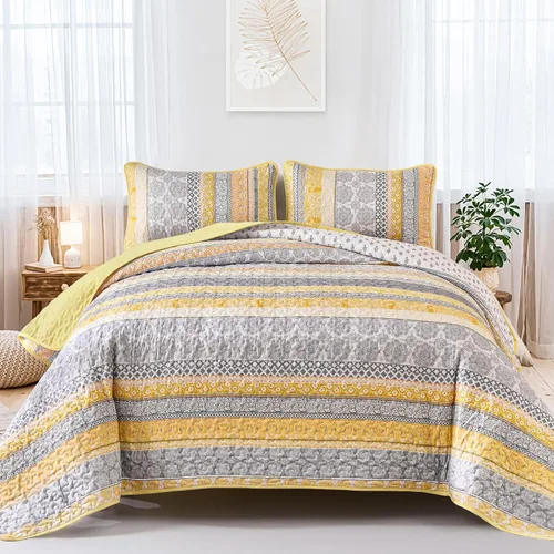 Vista 8 de WONGS BEDDING Juego de Edredón Boho Tamaño Full, Juego de Edredones Bohemios Grises de 3 Piezas, Juego de Ropa de Cama Cubrecama de Microfibra Negro