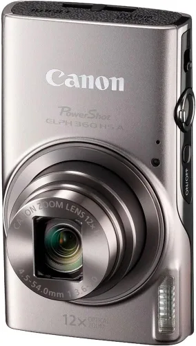 Vista 2 de Canon PowerShot - Cámara digital ELPH 360 HS A (plateado), sensor CMOS de 20.2 MP, zoom óptico de 12x y Wi-Fi integrado, compacto de apuntar