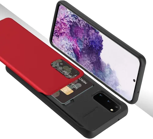 Vista 2 de GOOSPERY Sky Slide - Funda para Samsung Galaxy S20 (2020) de doble capa con tarjetero y cartera (rojo)