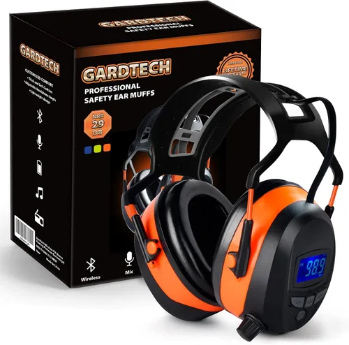 Vista 9 de Gardtech Protección auditiva con Bluetooth, orejeras de radio FM, NRR 29dB, auriculares de protección auditiva con cancelación de ruido con MP3