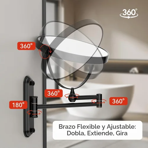 Vista 6 de GURUN Espejo de maquillaje con aumento de 8 pulgadas montado en la pared para baño bronce 20x