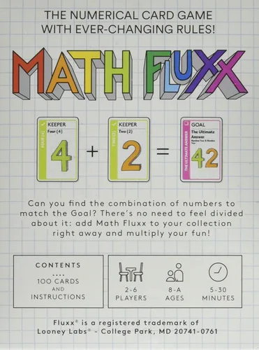 Vista 3 de Looney Labs Juego de cartas Math Fluxx - Aventura matemática para todas las edades