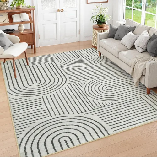 Vista 13 de Lahome Alfombras lavables abstractas, alfombra azul de 4 x 6 pies para dormitorio, guardería, suave, antideslizante, moderna, alfombra ultradelgada