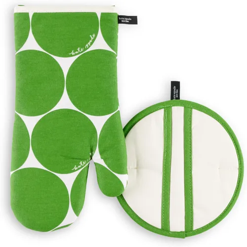 Vista 13 de Kate Spade New York Joy Dot - Manoplas de horno y agarrador de ollas juego de 2 unidades, 7 x 13 pulgadas, 8 pulgadas, redondo, azul marino/crema