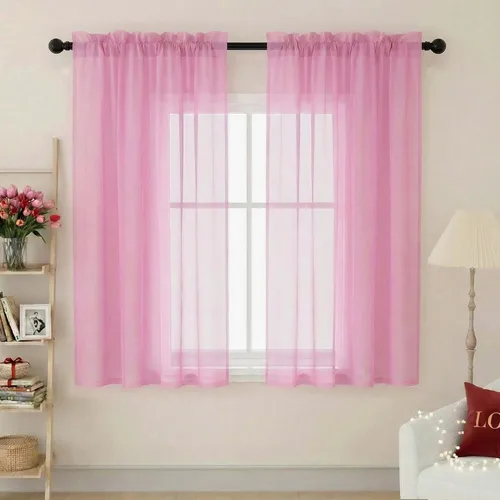 Vista 182 de 2 paneles de cortinas traslúcidas blancas para dormitorio, sala de estar, 96 pulgadas de largo, modernas, suaves, ligeras, con bolsillo para barra