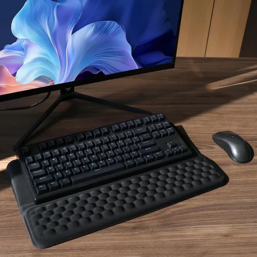 Vista 7 de Soporte para teclado de computadora con reposamuñecas, soporte ergonómico inclinado para teclado - Elevador de teclado con almohadilla para muñeca
