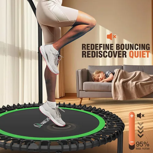 Vista 6 de ANCHEER Fitness Trampoline,40"/48" Bungee Rebounder with Adjustable Handle 450-550 LBS Capacity/Waterproof & UV-Resistant Materials Indoor &