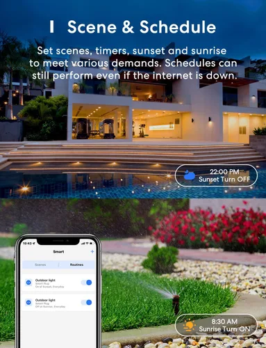 Vista 4 de meross Enchufe inteligente para exteriores compatible con Apple HomeKit, Siri, Alexa, Google Assistant y SmartThings, toma impermeable