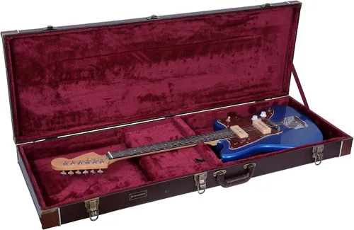 Vista 47 de Crossrock Estuche de madera para guitarra clásica de tamaño completo 4/4, diseño superior arqueado, interior de felpa, pestillos de metal Negro