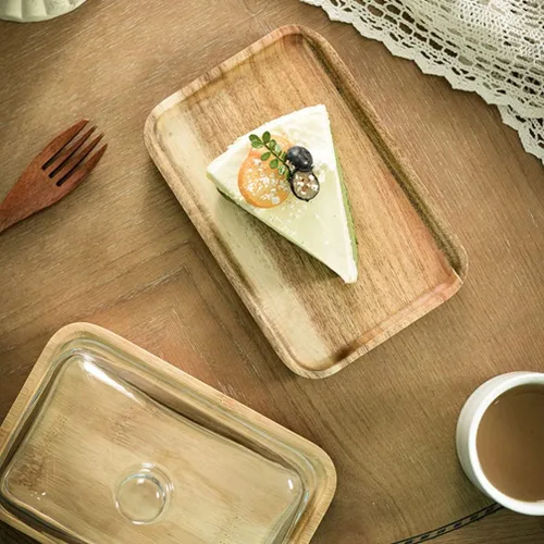 Vista 3 de Angoily Bandeja de comedor de vidrio de 7 pulgadas con cubierta de cúpula transparente para servir postres para el hogar, cocina y entretenimiento