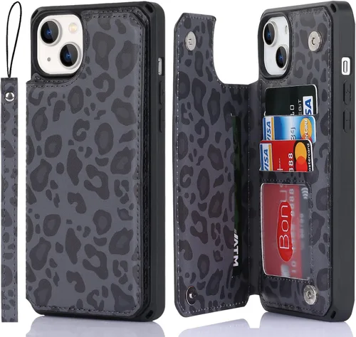 Vista 31 de Cavor para iPhone 14 Plus Funda tipo cartera con tarjetero, Funda tipo cartera para iPhone 14 Plus para mujeres, Doble cierre magnético a prueba