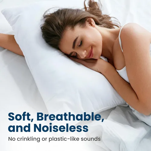 Vista 4 de Everlasting Comfort, protector de almohada de 2 unidades impermeable, comodidad al 100 %, hipoalergénico, con membrana respirable., Blanco, Estándar