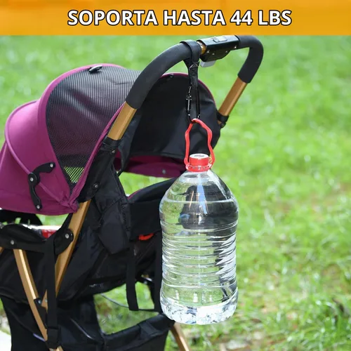 Vista 7 de Ganchos para cochecito de bebé, ganchos para colgar bolsas de pañales, ganchos multiusos para bolsas de compras de comestibles, correas de cuero