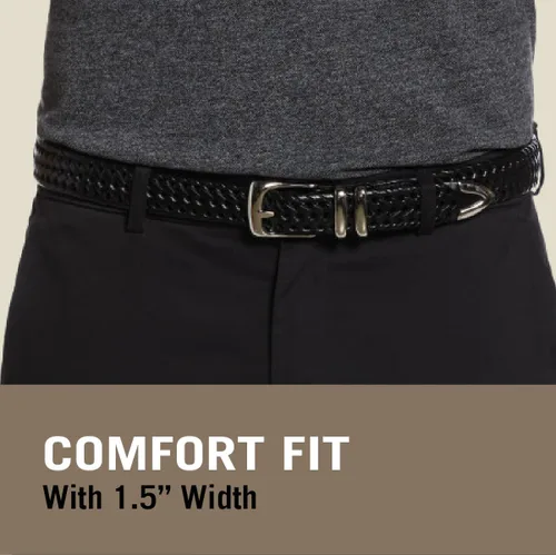 Vista 3 de Perry Ellis Cinturón trenzado para hombre con cuero (tallas 30-54 pulgadas)