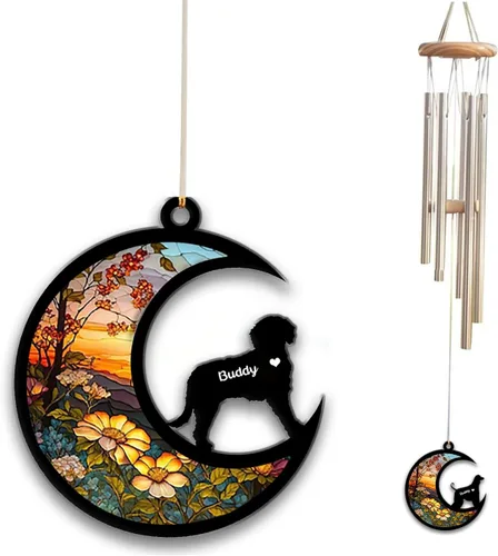Vista 36 de Carillón de viento con atrapa el sol afghan Hound, campanilla de viento conmemorativa de girasol personalizada para perro, regalo de pérdida