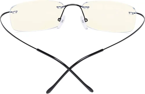 Vista 5 de CessBlu Gafas de computadora de titanio Gafas de lectura sin marco para lectores con filtro de luz azul