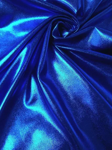 Vista 4 de Metálico brillante en toda la lámina de poliéster elástico Spandex tela por The Yard (negro)
