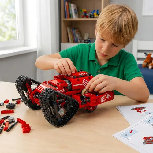Vista 5 de Kit de robot STEM 5 en 1 para niños de 8 a 14 años 495 piezas de construcción de excavadora y robot Codificación de aplicaciones, robots a