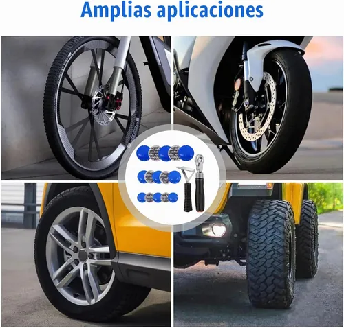 Vista 7 de Kit de 92 piezas de herramientas de reparación de neumáticos, kit de parches de neumáticos de 1.260 in, 1.654 in, 2.283 in, redondo, de goma