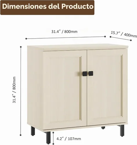 Vista 2 de FENSULN Gabinete de aparador de buffet multifuncional de casa de campo Moderna con estantes ajustables para cocina, barra de café, sala de estar
