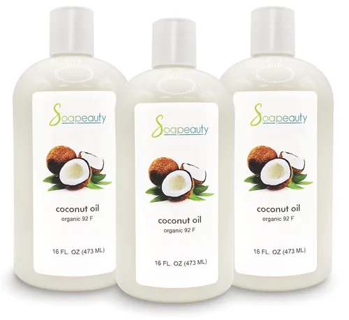 Vista 7 de Aceite de coco refinado de 92 grados blanqueado 100% puro prensado en frío (12 onzas)