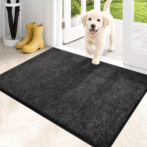 Vista 20 de PURRUGS Tapete para puerta con atrapamiento de suciedad, 20 x 31.5 pulgadas, antideslizante, lavable a máquina, tapete para puerta de perro, tapete