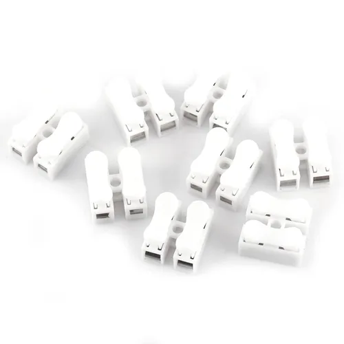 Vista 7 de 100 conectores de alambre de resorte, 5A 220 V 2 Pin Push Quick Wire Cable Conector Terminal de cableado blanco