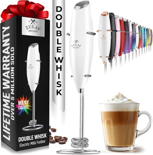 Vista 441 de Zulay Milk Boss Espumador de leche potente manual, hace espuma para latte, batidor para mezclar bebidas, café, miniespumador para capuchino, frappé