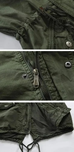 Vista 6 de chouyatou Chaqueta de parka de algodón con capucha extraíble y cierre completo para hombre