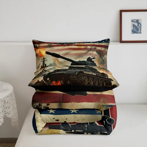 Vista 6 de Erosebridal Juego de edredón de plumón con bandera estadounidense, juego de ropa de cama con diseño militar para niños, adultos y hombres, camuflaje